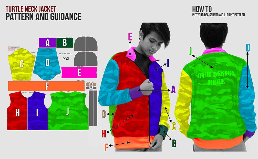 guidance pattern turtle neck jacket