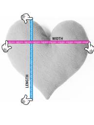size diagram heart pillow